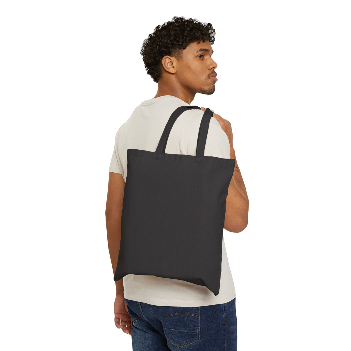 Minimal Starburst Canvas Tote Bag — Neutral Cotton Grocery & Everyday Tote