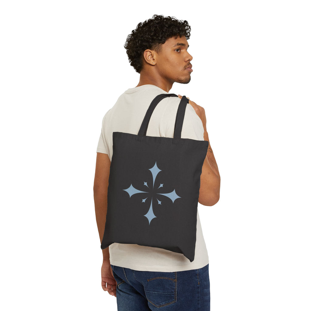 Minimal Starburst Canvas Tote Bag — Neutral Cotton Grocery & Everyday Tote